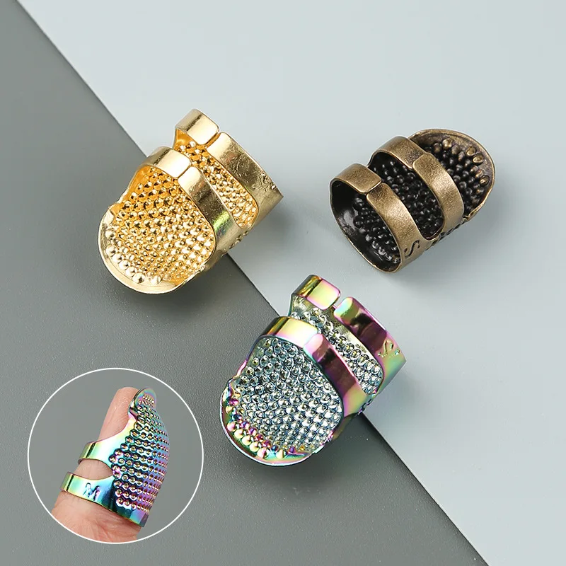 

3PCS Finger Thimbles Anti-slip Protective Thimble Abrasion Resistance Brass Thimbles DIY Sewing Embroidery Tools