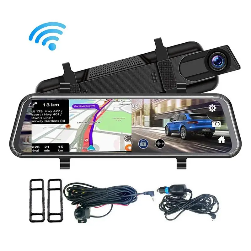 

HD 1080p 10-дюймовый широкоугольный видеорегистратор с циклической записью движения и ночным видением, Автомобильный видеорегистратор с камерой заднего вида