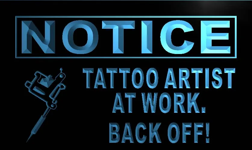 

Notice Tattoo Artist At Work Led Neon Light Sign