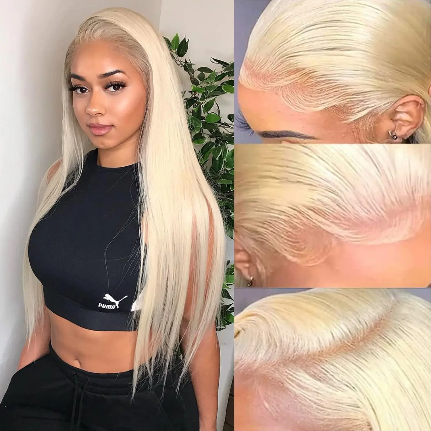613 HD Lace Frontal Wig 13X4 Transparent Bone Straight Frontal Wig Honey Blonde Color Lace Front Human Hair Wigs for Women