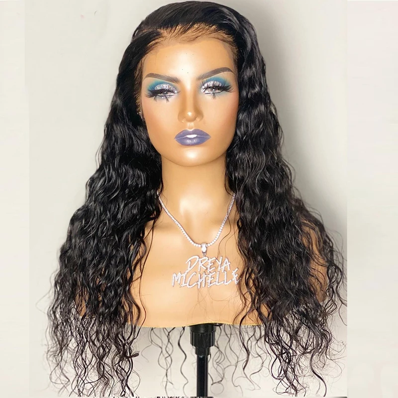 

26Inch 180Density Long Kinky Curly WIgs Natural Black Glueless Lace Front Wig For Women With Babyhair Heat Ressistant Daily Wig