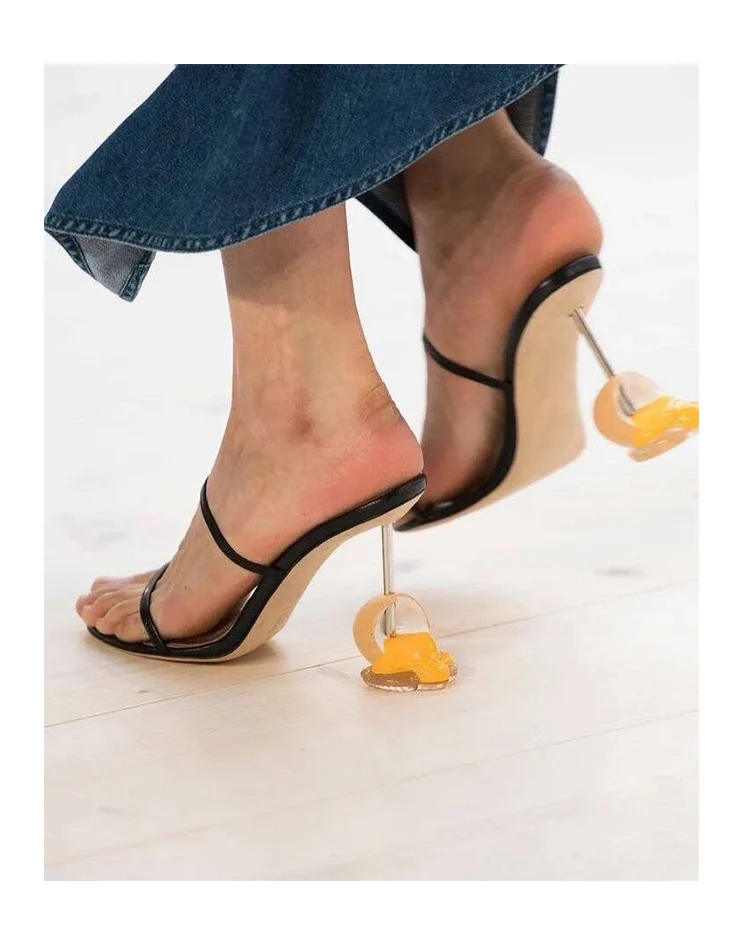 Fashion Woman Summer Personalized Egg Shell Shaped Heel Open Toe Sandals Female Sexy Slip On Sandal Slippers