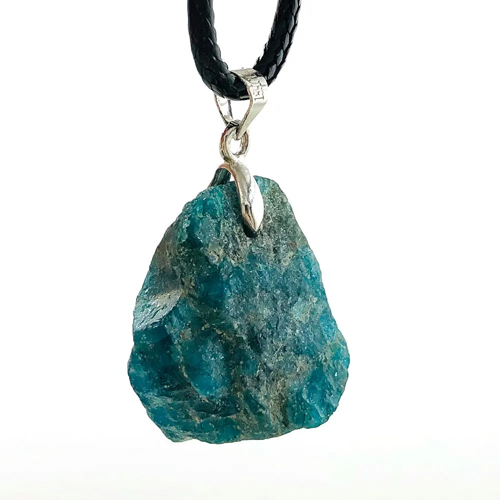 

1pc Random Natural Raw Blue Apatite Rough Stone Pendant Necklace Quartz Crystal Mineral Healing Reiki Gift Gemstone Crafts