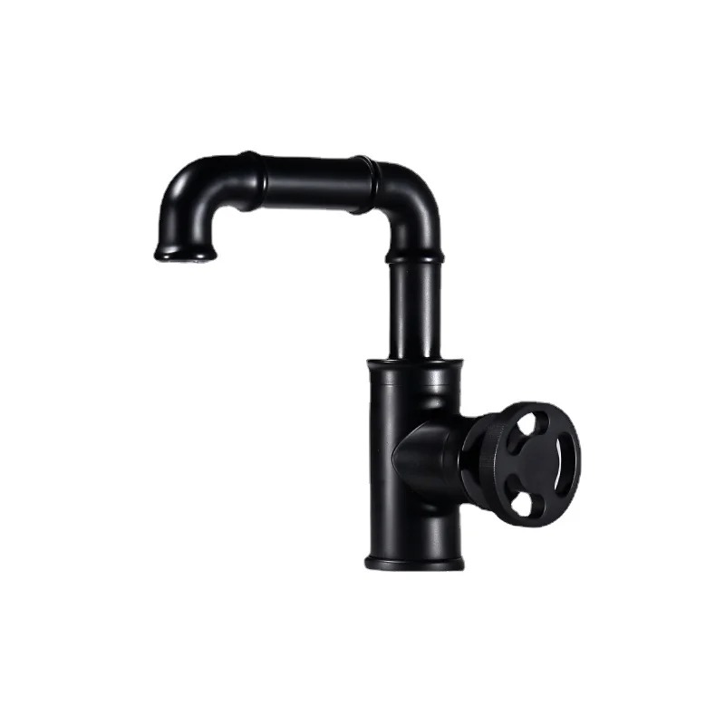 

Black Industrial Style Faucet Craft Retro Creative Hot and Cold Copper Basin Faucet Wash Face Inter-Platform Basin