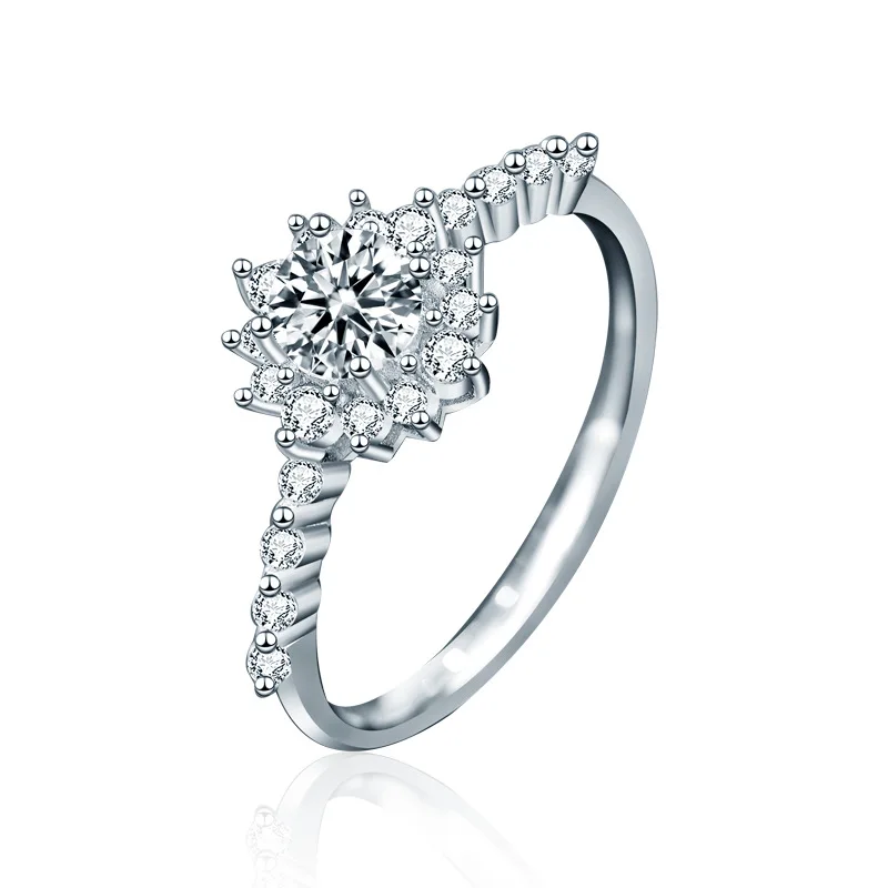 

Кольцо женское из серебра 925 пробы, круглое, карат, мусанит, с цветком, милая романтичная Свадебная повязка