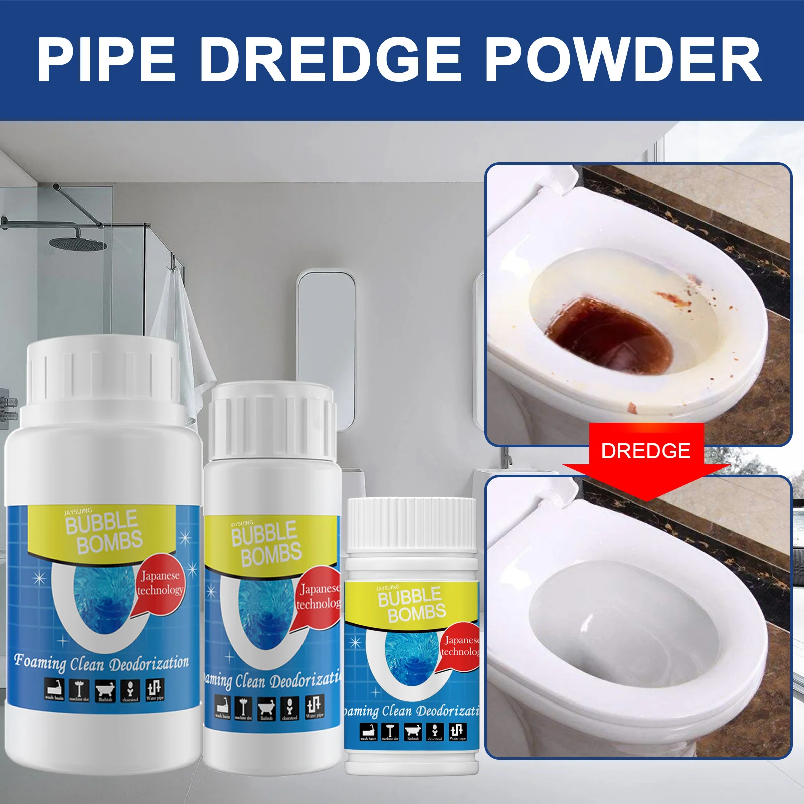 

50g/100g Pipe Dredging Powder Kitchen Toilet Pipeline Blockage Cleaning Dredging Agent Waterway Stain Deodorization