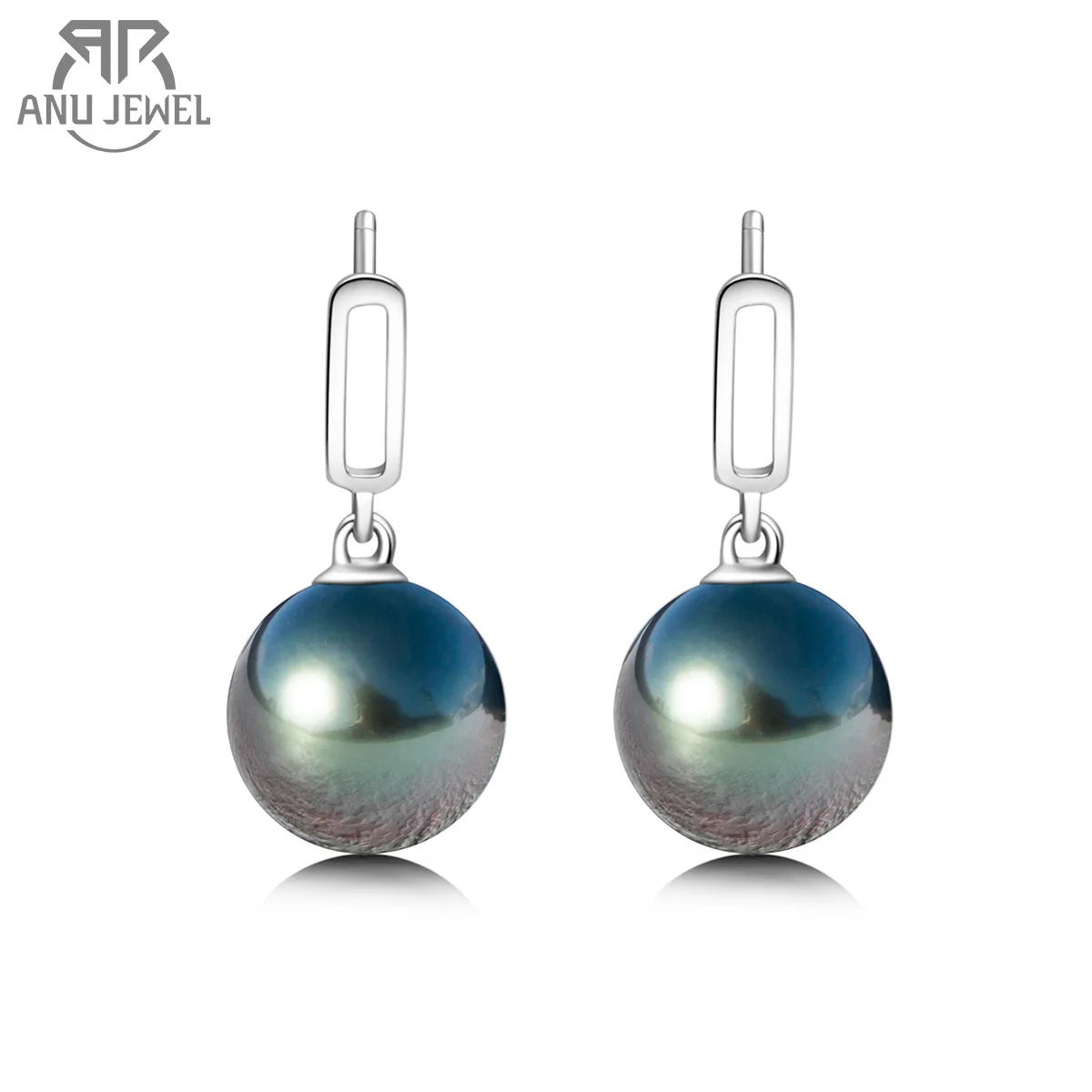 

AnuJewel 18K Solid Gold 9-10 mm 8-9mm AAAA & AAA Tahitian Black Pearl Seawater Pearl Drop Earrings For Woman Holidays And Gifts