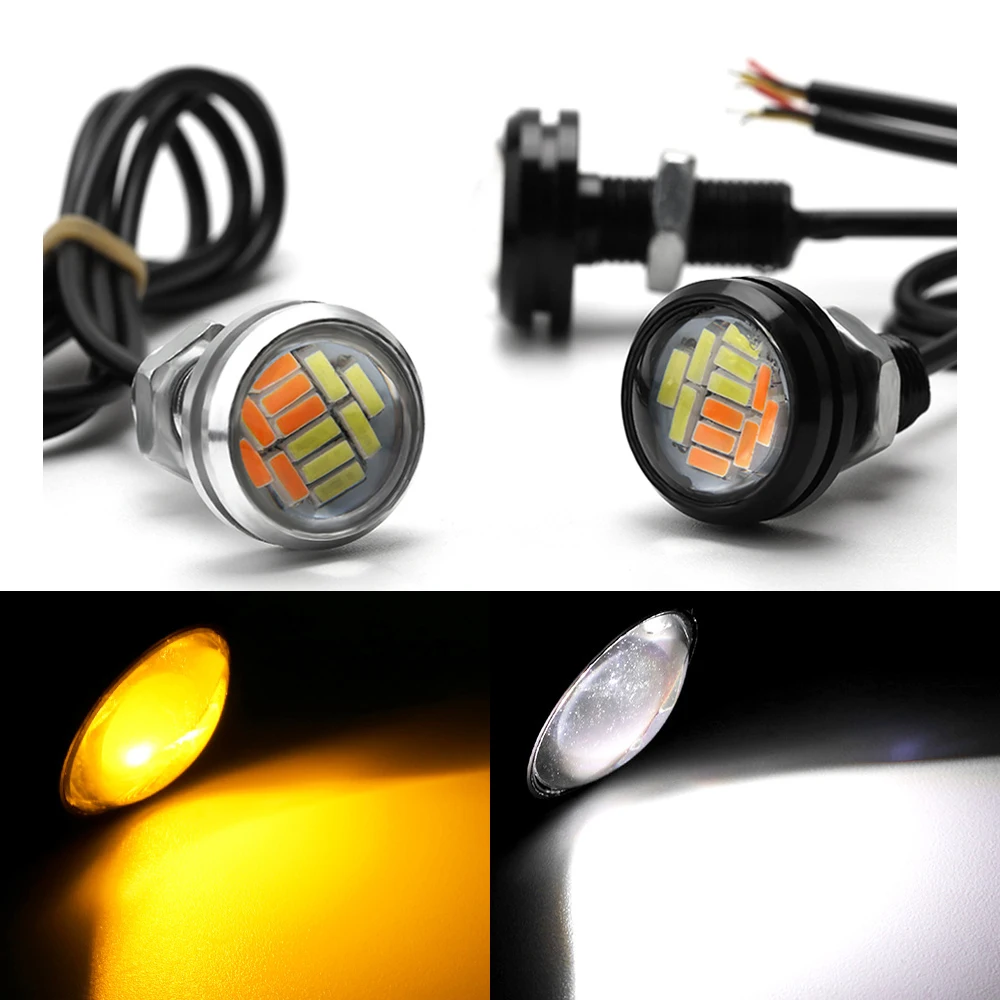 

2pcs Car led Hawkeye lights 12 LED grille signal lights 23mm led Eagle Eye lamp DRL Daytime Running Light for car motorcycle 12v