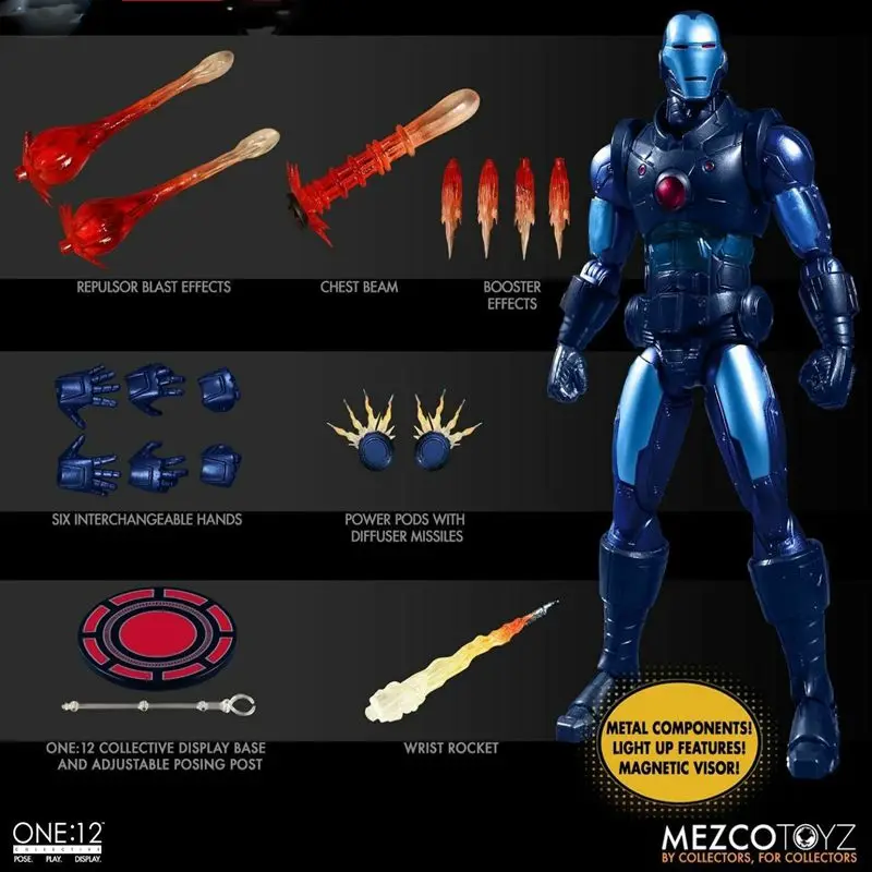 

В наличии оригинальный Mezco Toyz 1/12 Marvel PX Stealth Armor Iron Man Edition полный набор 6 ''экшн-фигурки модели для коллекции