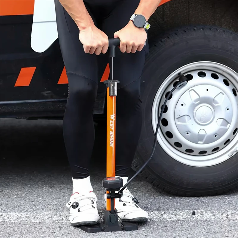 Велосипедный насос WEST BIKING ручной с манометром 160PSI велосипедный напольный