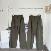 streetwear cargo pants for women casual summer pocket wide leg pants lady straight long cargo trousers
