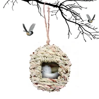 natural grass ball shape bird houses for outside hanging hand woven hummingbird nest for garden window decorations