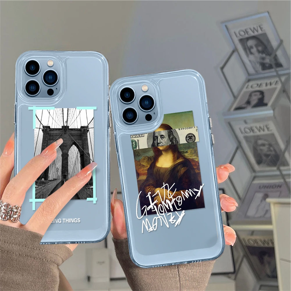 

Art Funny Clear Phone Case for iPhone 14 13 12 11 Pro Max Mini XS XR X Scenery Shell Back Cover for iPhone14promax Capa Fundas