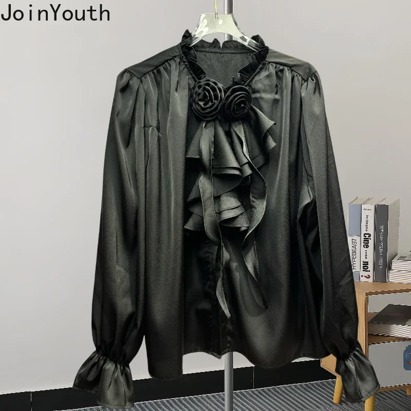 Темпераментные топы корейские элегантные блузки для женщин рубашки с пышными