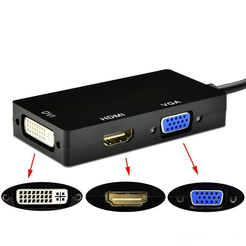 Кабель-адаптер-конвертер 3-в-1 Thunderbolt Mini Displayport DP в HD VGA DVI для компьютера и проектора (art.: 3920db026a7df) - 3920db026a7df