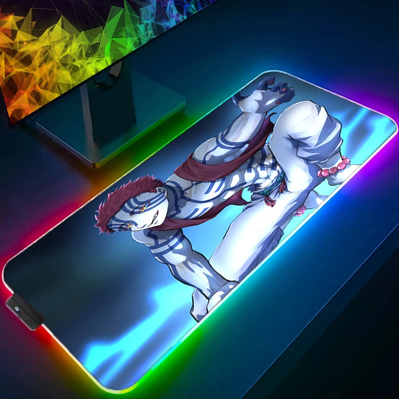 

Anime Demon Slayer Kawaii RGB Mouse Pad Laptop Large Mause Mini Pc Game Keyboard Deskpad Mat LED Backlight Mausepad for CS/LOL