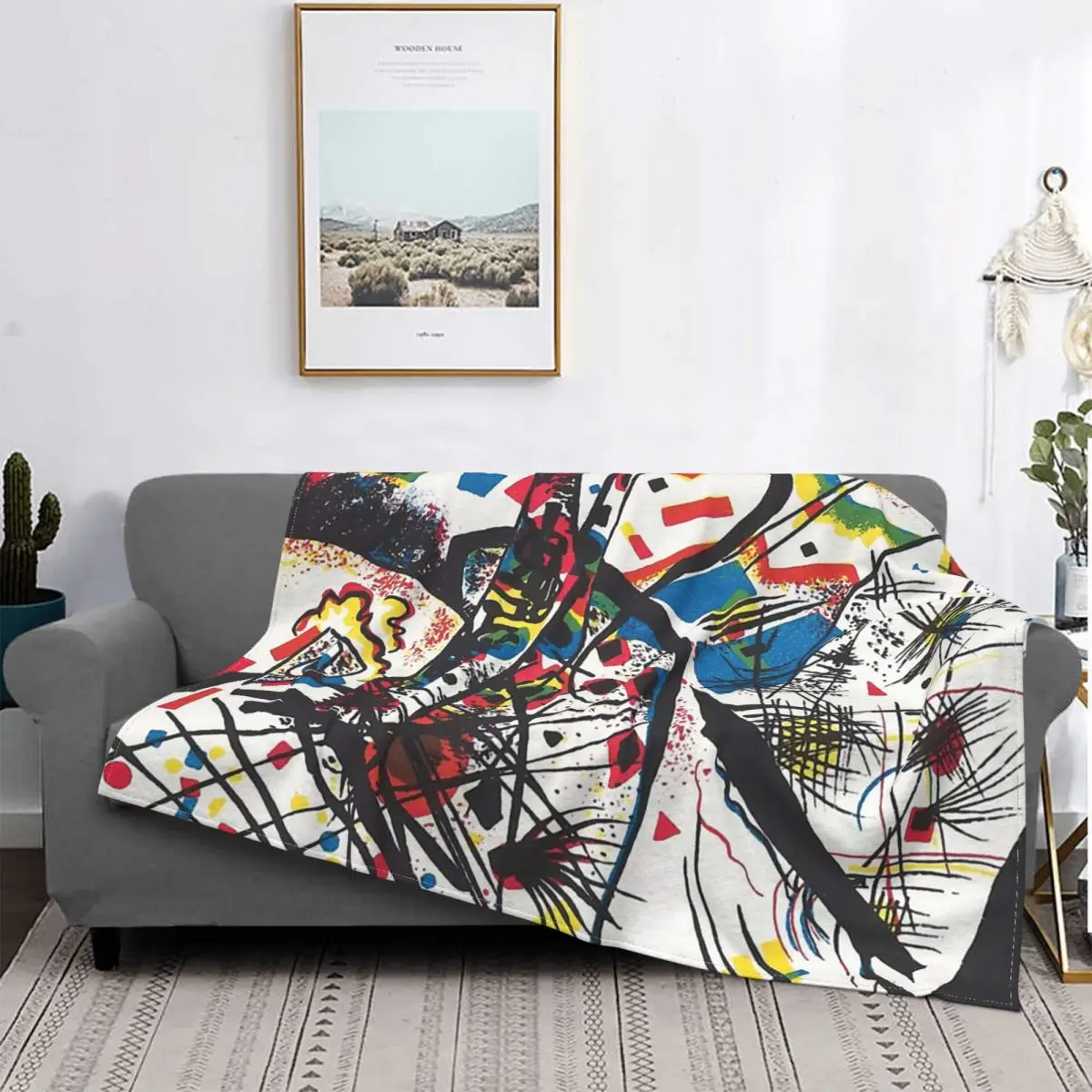 

Russian Painter Blanket Fleece Summer Kleine Welten III By Wassily Kandinsky Cute Throw Blankets For bed Couch Plush Thin Quilt