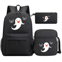 3pcsset hu tao backpack cute genshin impact school bag for boys girls shoulder bag pencil case