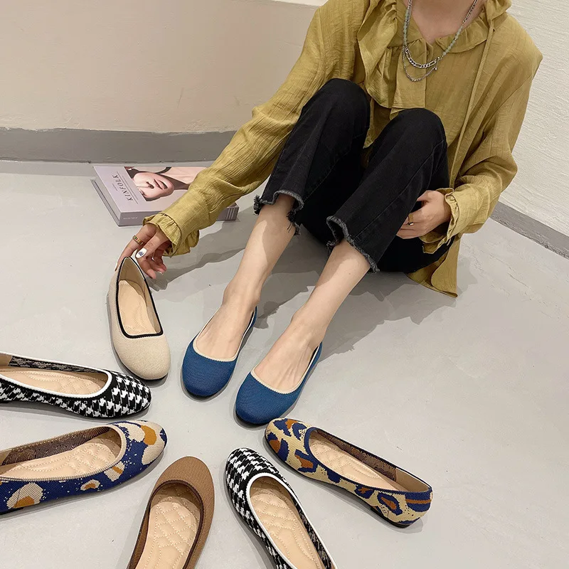 Temperament All-match Round Toe Single Shoe Flying Woven Shoes Flat Shoe Women Ballerina Women's Loafers Zapatillas Mujer Casual