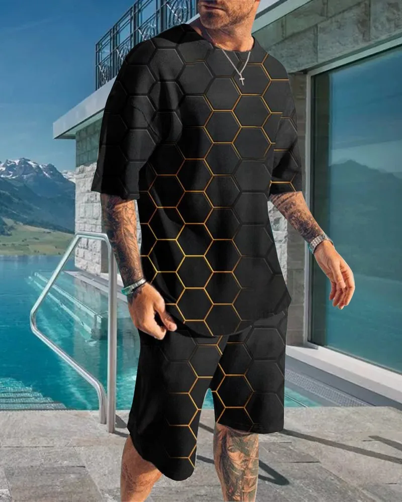 

Костюм мужской летний из футболки и шортов с коротким рукавом