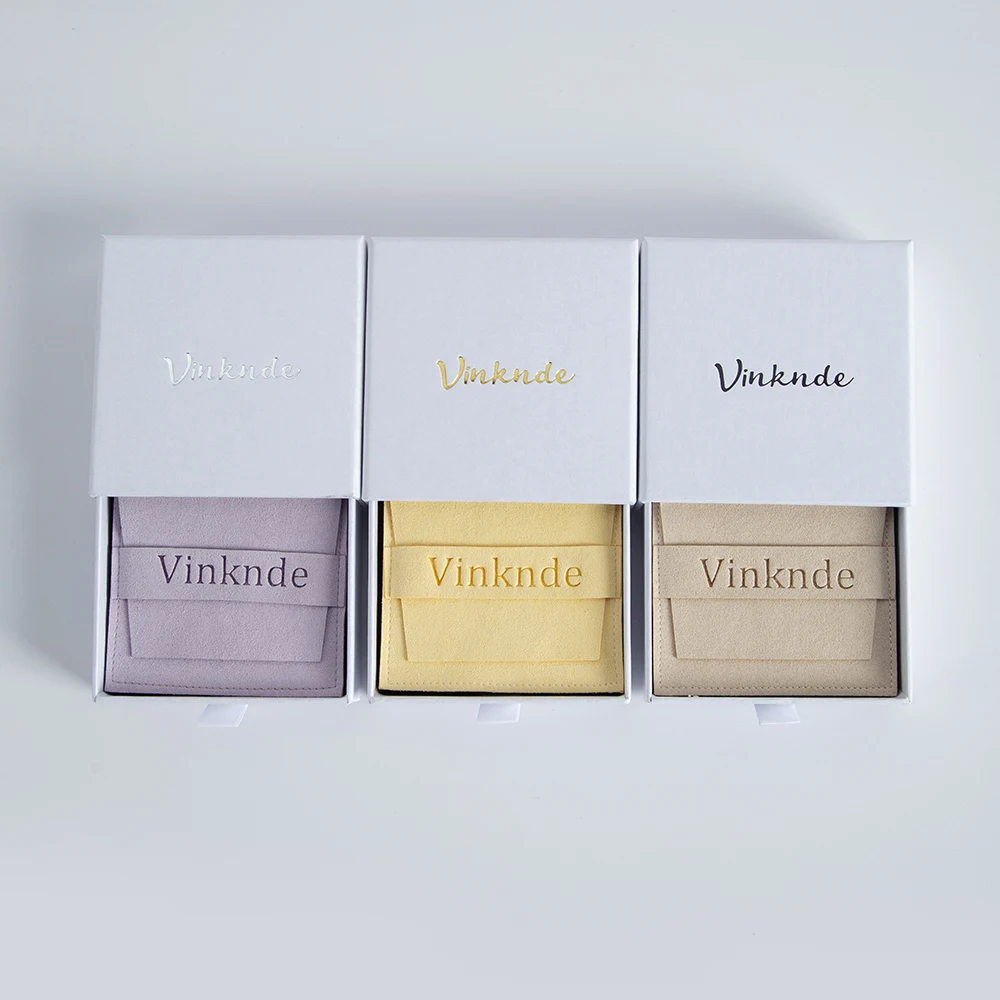 White Cardboard Drawer Jewelry Boxes Custom Logo Jewelry Ring Necklace Earring Bracelet Microfiber Gift bags Small Business Case