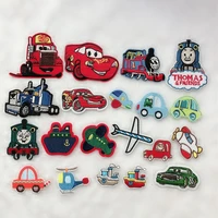 100pcslot anime embroidery patch vehicle truck ship airplane letter clothing decoration sewing accessory craft iron applique
