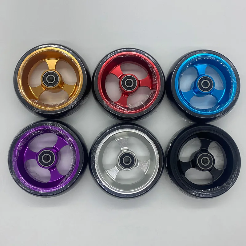 

4-дюймовые аксессуары для передних колес для инвалидных колясок, роликовый материал из алюминиевого сплава, высокоскоростная легкая твердая шина из искусственной кожи