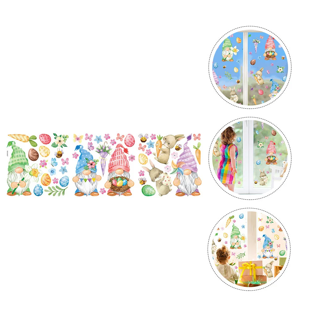 

3Sheets Easter Decor Delicate Wall Decal Easter Wall Sticker Adhesive Wall Sticker for Home Festival Window