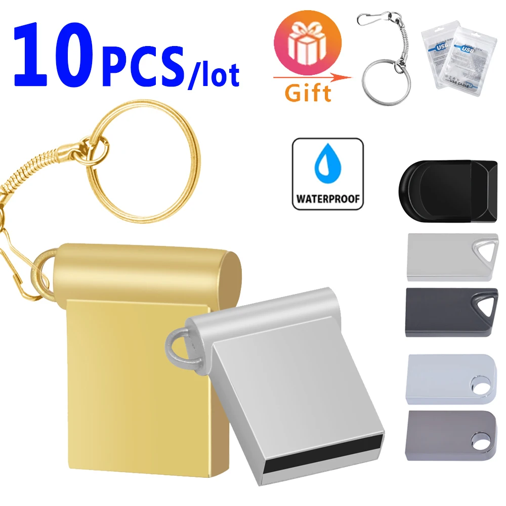

10pcs/lot Super mini 2.0 Pendrive 64GB waterproof pen drive 16GB 8GB metal memoria usb flash drive 32GB memoria stick keychain