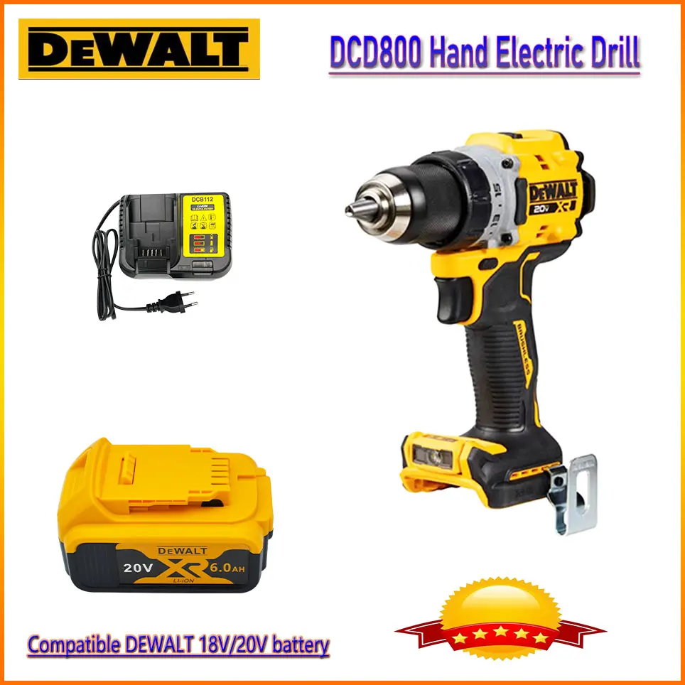 20V XR Cordless Electric Driver DEWALT DCD800 Brushless 1/2-in Drill Compact Hand Electric Screwdriver