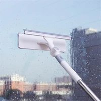 window scraper elastic bend household extended stainless steel telescopic rod glass window cleaning brush home cleaning tools