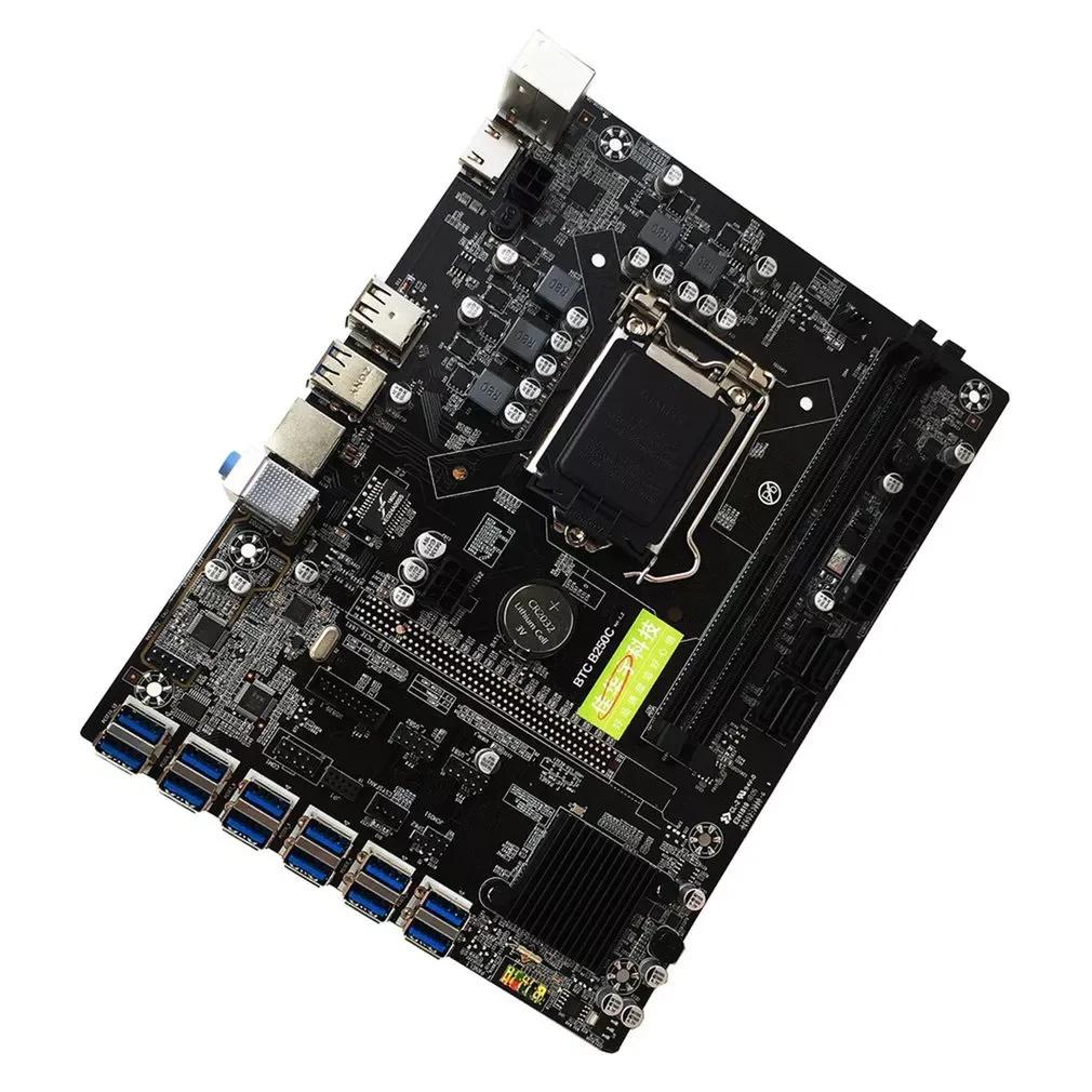 

B250C BTC Mining Mother Board 12 X PCIE To USB3.0 LGA1151 Graphics Card Slot Support DDR4 DIMM RAM Computer Mother Board