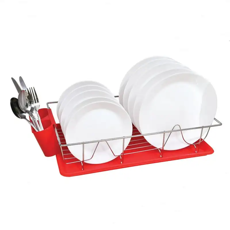 

Piece Chrome Dishrack with Tray in Red