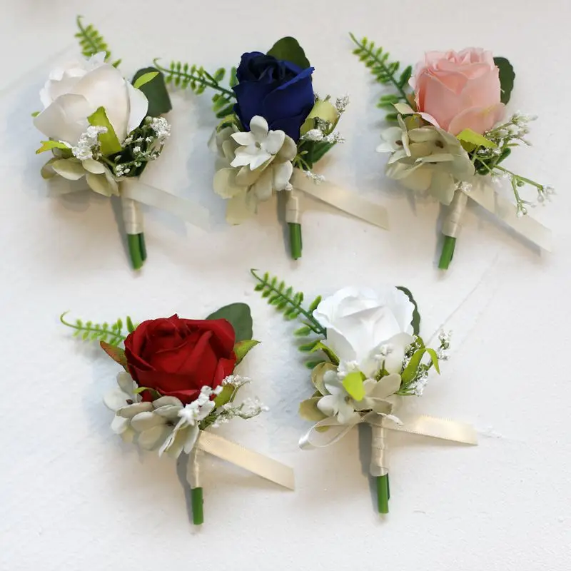 

Свадебная корсажная имитация розы для лучшего мужчины и жениха Свадебные украшения для подружки невесты Упаковка цветов на запястье