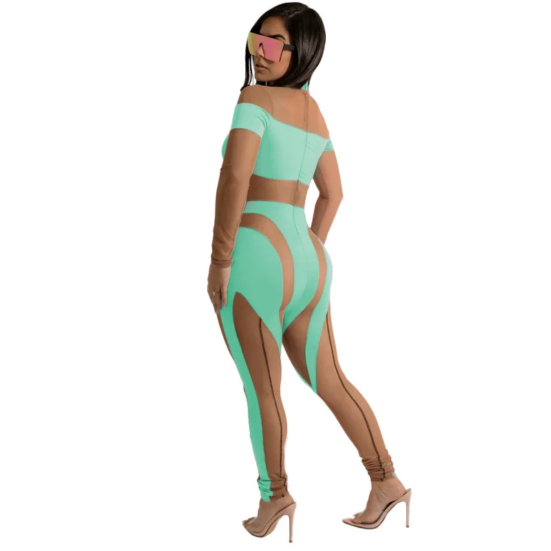 Сексуальные прозрачные сетчатые комбинезоны Женский вечерний клубный