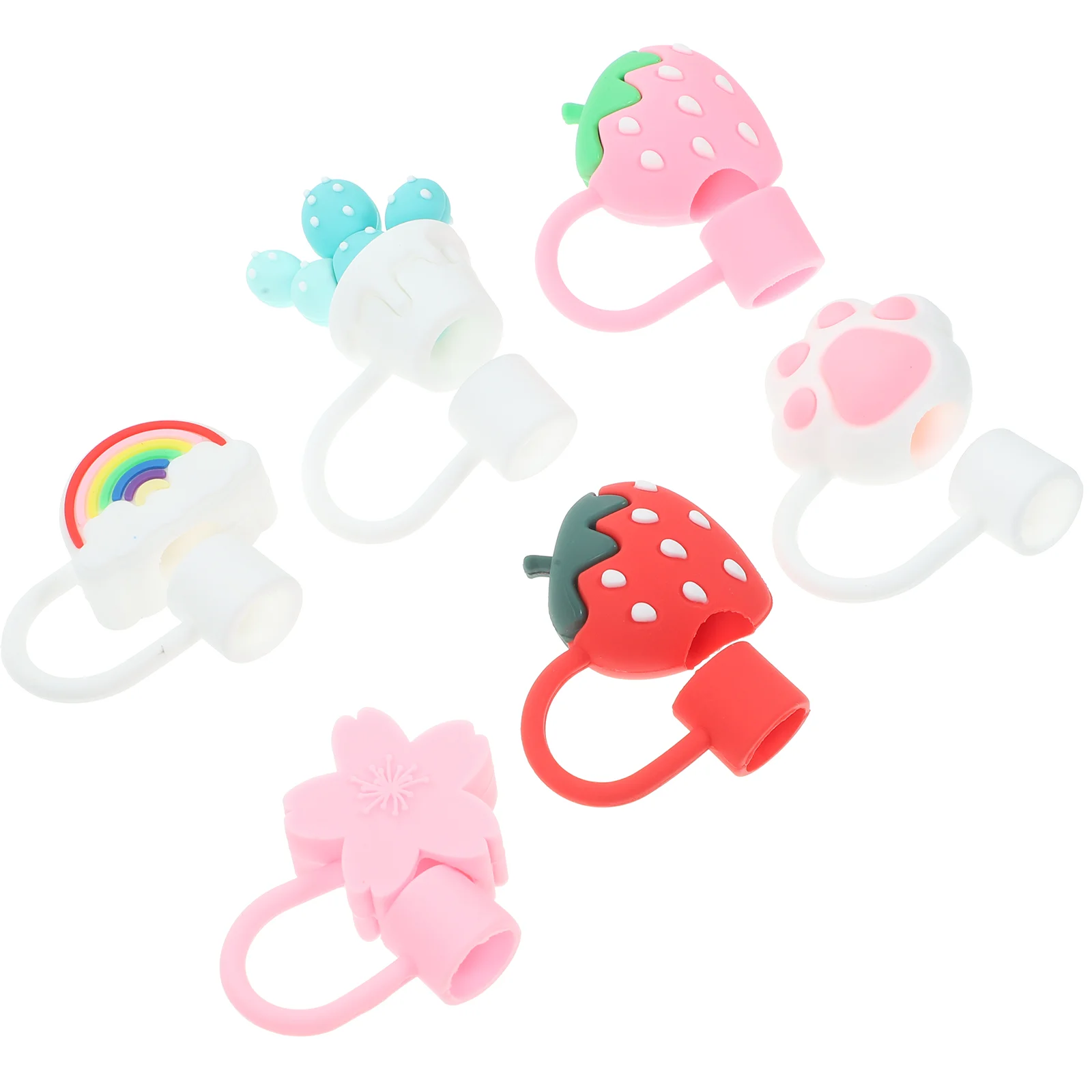 

Straw Lids Tip Cover Tips Covers Cute Topper Cap Reusable Straws Protector Shot