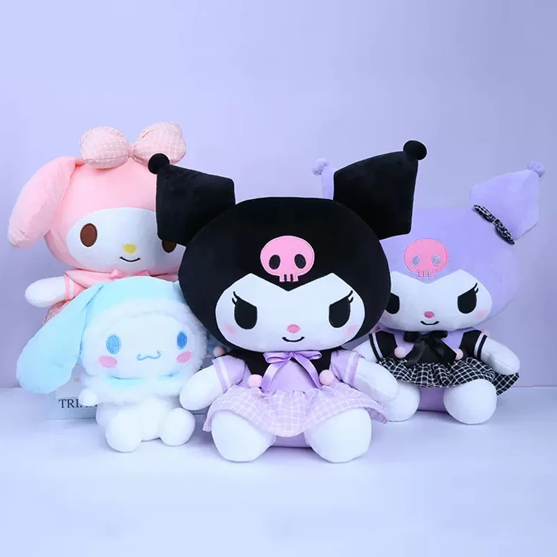 

Новинка, настоящие плюшевые игрушки Sanrio, милая плюшевая кукла, 38 см, Kuromi, Hello Kitty, Melody, принцесса с бантом, плюшевая кукла, мягкая мультяшная плюшевая кукла из аниме