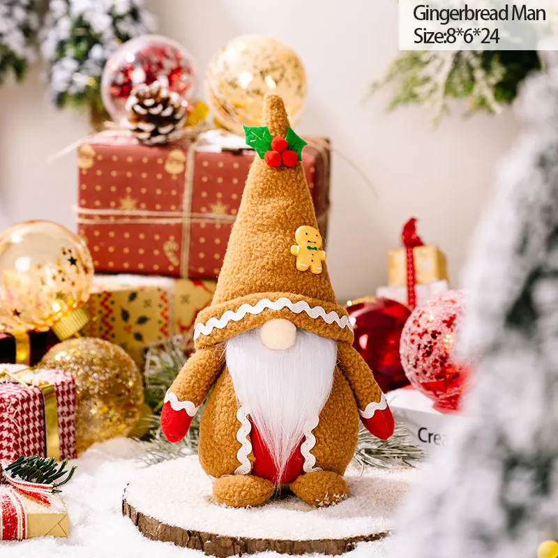 

Рождественские гномы Rudolph, Безликие куклы, декоративная шапка с блестками, имбирный человечек, длинный шепот, Рождество, Новый год