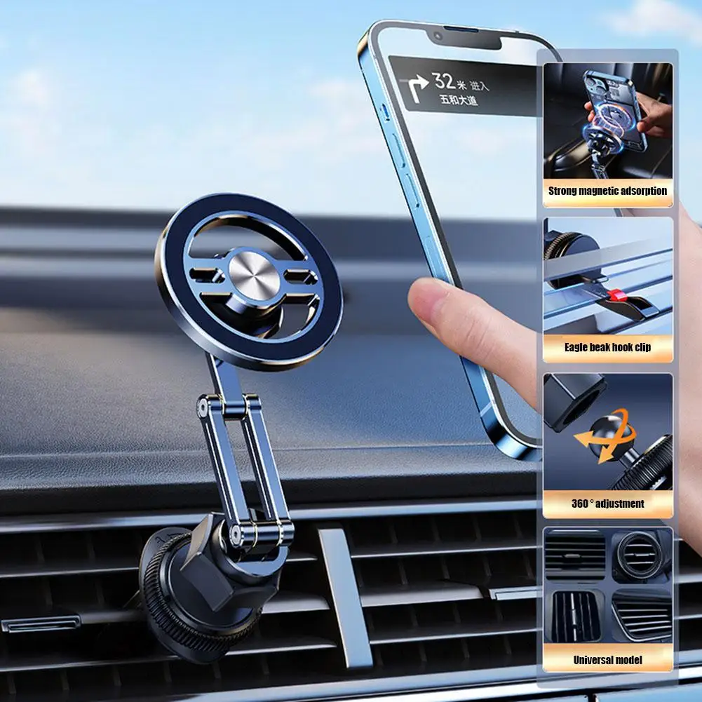 

Автомобильный Универсальный вращающийся на 360 ° магнитный держатель для телефона складной металлический кронштейн для телефона Аксессуары для автомобильного интерьера J2N1