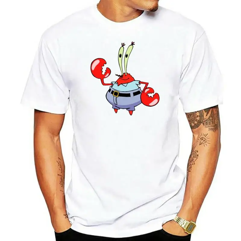 

Уличная одежда в стиле Харадзюку с изображением лица Mr Krabs, Мужская футболка в мультяшном стиле, Красная футболка для мужчин и женщин