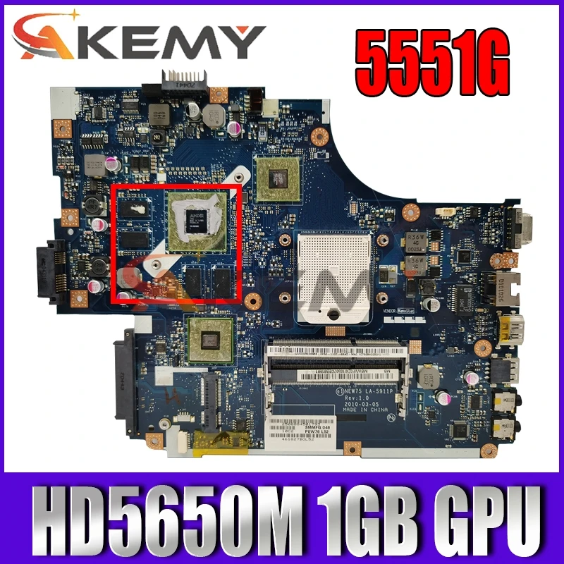 

For Acer aspire 5551 5551G 5552 5552G Laptop Motherboard NEW75 LA-5911P MBPUU02001 Main board HD5650M 1GB GPU