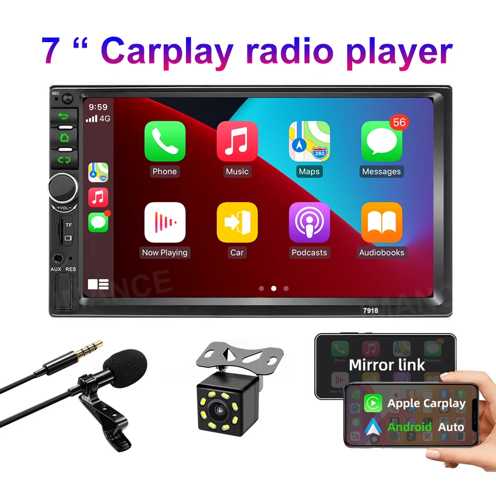 2din Carplay radyo araba multimedya oynatıcı 7 