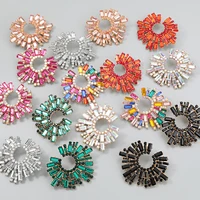 new sunflower flower color artificial rhinestone inlaid earrings fashion dinner party all match