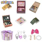 1:12 миниатюрная винтажная швейная коробка с комплектом игл и ножниц набор аксессуаров для украшения кукольного домика набор инструментовювелирных изделиймедицинская коробка