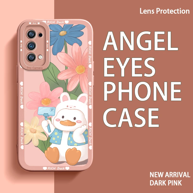 

Angel Eye Phone Case for OPPO Reno 4G Reno2 F Reno2 Z Reno3 4 5 Pro 10X Zoom A91 Find X3 Lite Aimei Duck Case Happy Running Duck