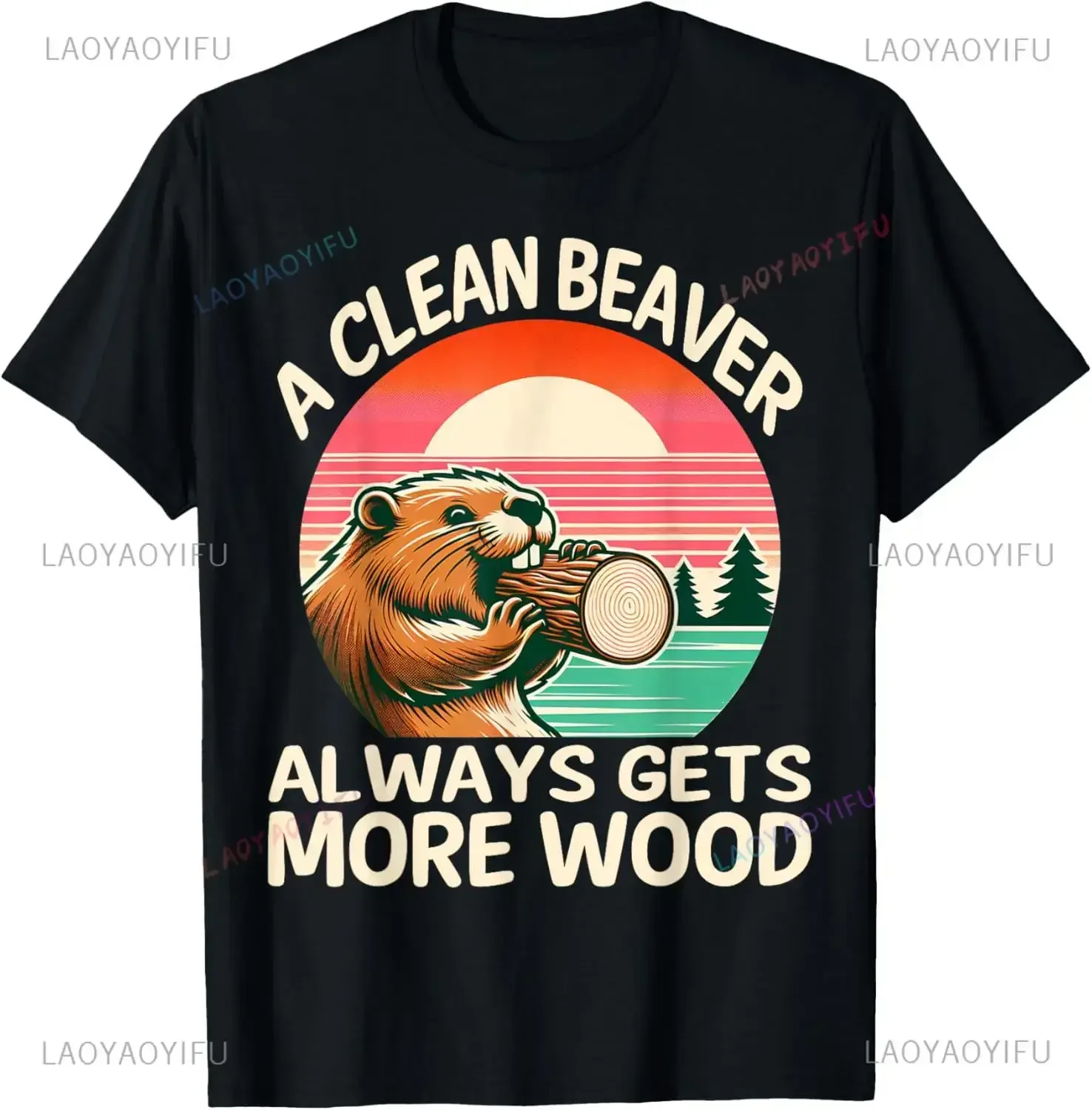 Фото Футболка A Clean Beaver Always Gets More Wood, забавная шутка для взрослых, повседневная модная свободная футболка, уличная одежда, хип-хоп, мужская футболка Y2k №1