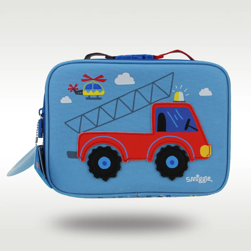 

Australia smiggle original lunch bag children's handbag boys blue car cute picnic bag fruit lunchbox 9 inches