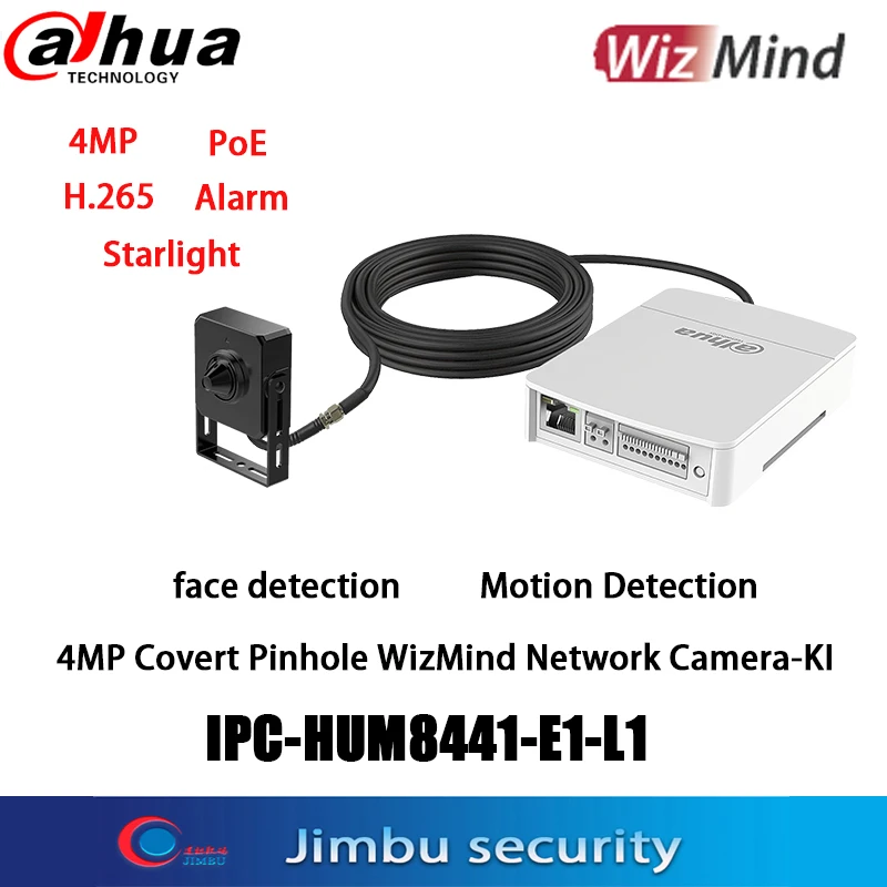 

Dahua 4MP POE Covert Pinhole IPC-HUM8441-E1-L4 Starlight H.265 face detection Motion detection WizMind Network Camera-KIT