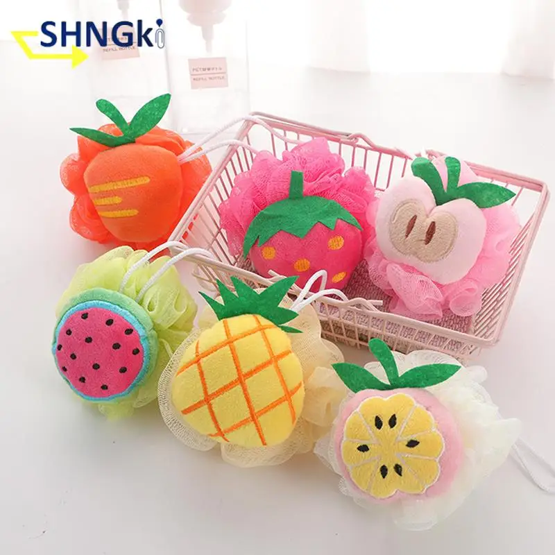 

1PC Fruits Cute Cartoon Bathroom Shower Soft Mesh Foaming Sponge Exfoliating Scrubber Body Cleaning Mesh Bath Bubble Ball