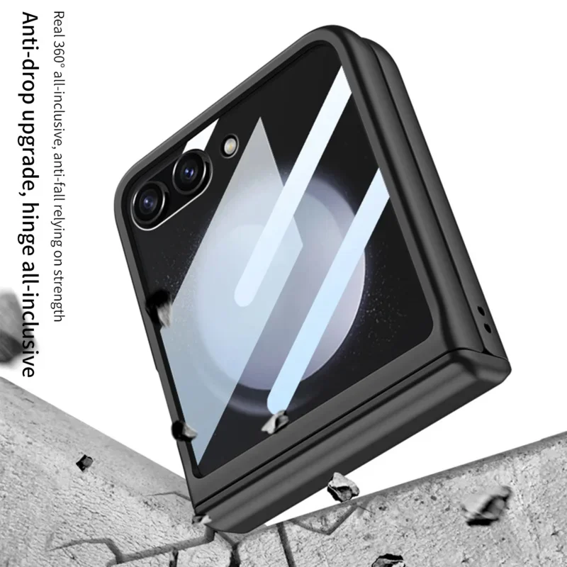 Фото Чехол для Samsung Galaxy Z Flip 6, магнитный шарнир, все включено, противоударная задняя стеклянная пленка, матовая крышка для Galaxy Z flip7 6 5, чехол №5